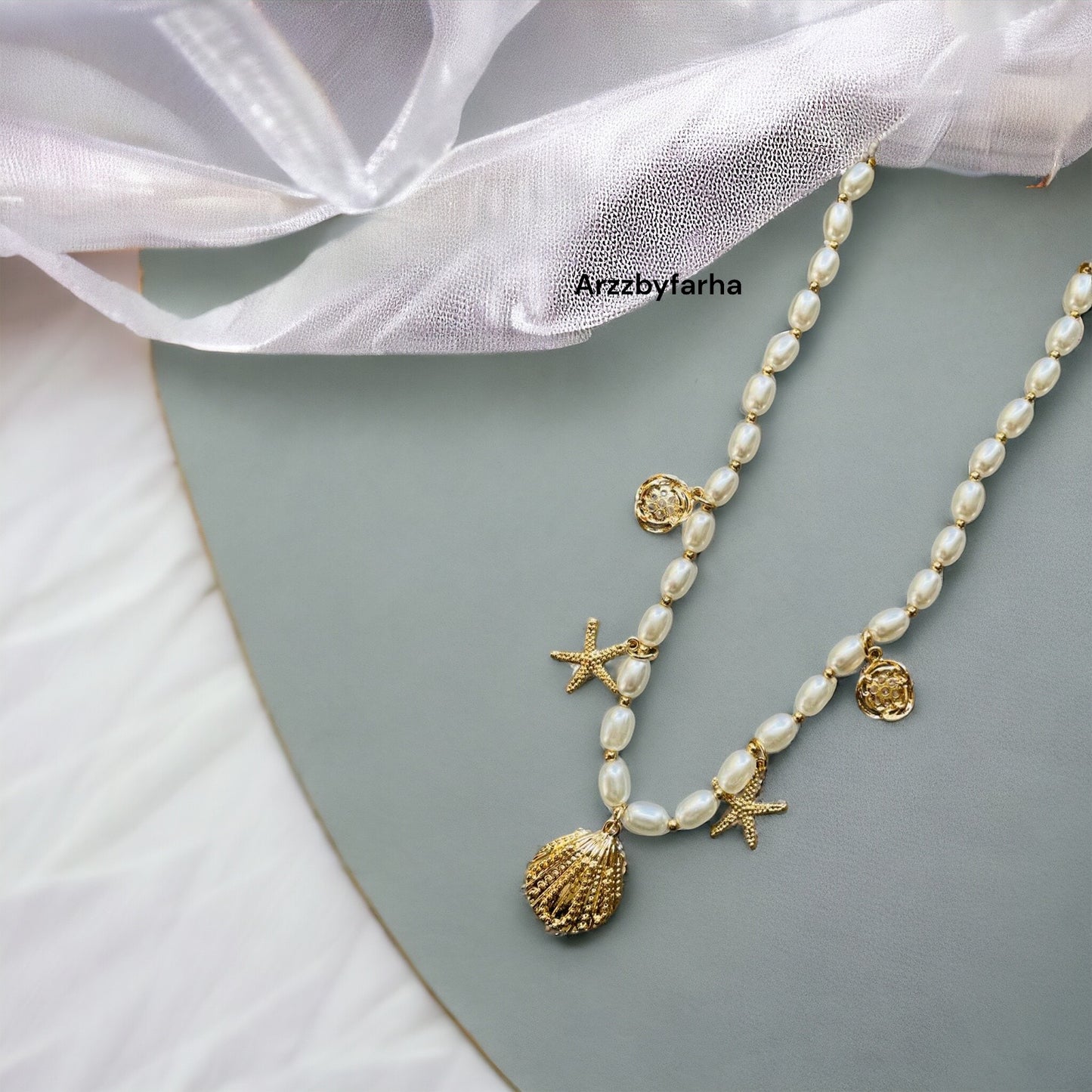 Sea Shell Pearl Necklace