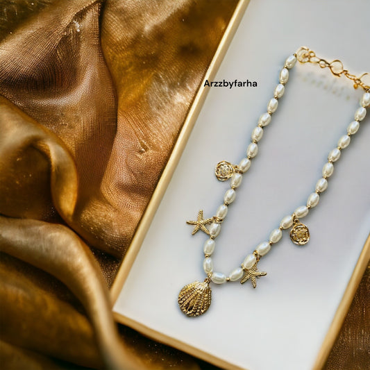 Sea Shell Pearl Necklace