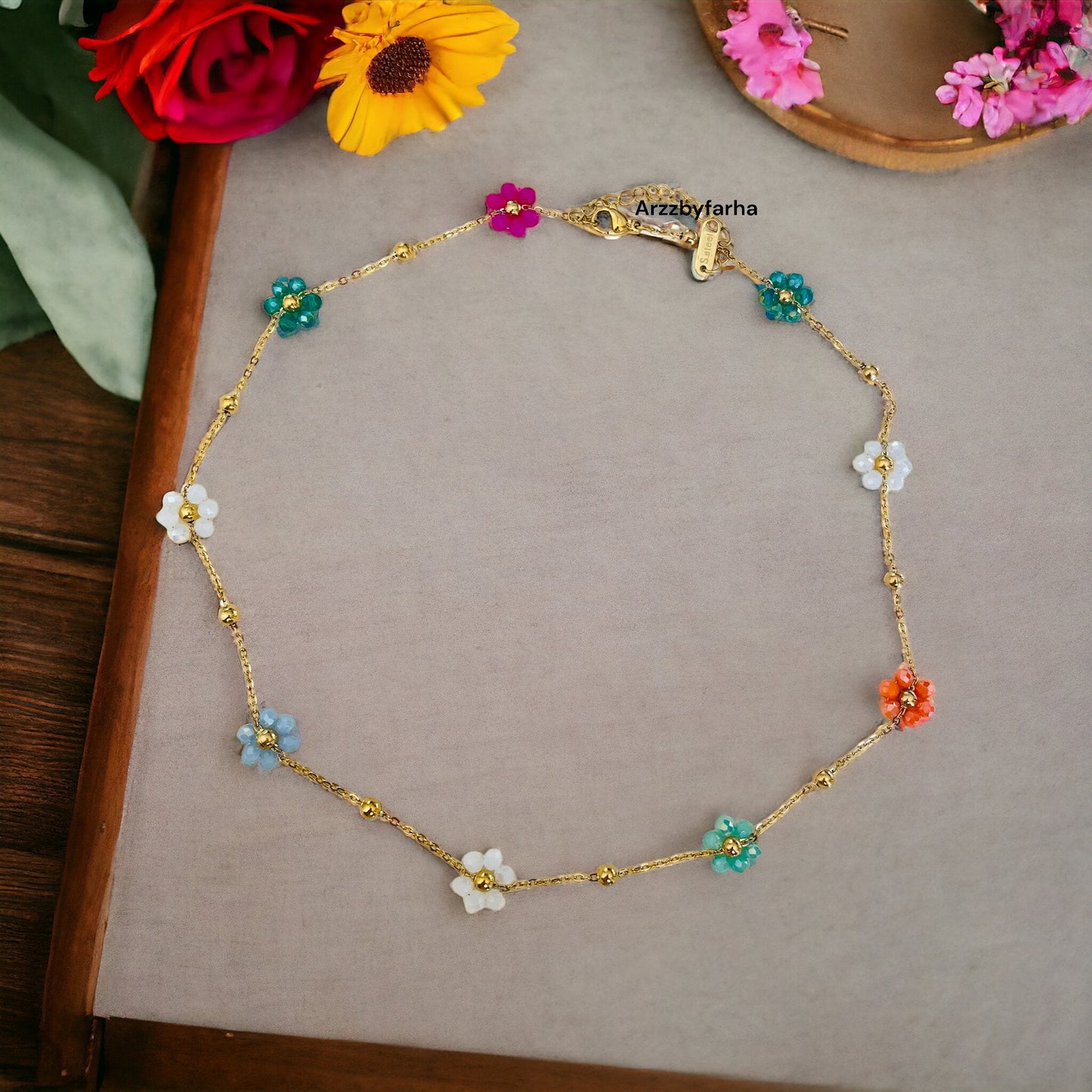 Multicolor Flower Chain Necklace