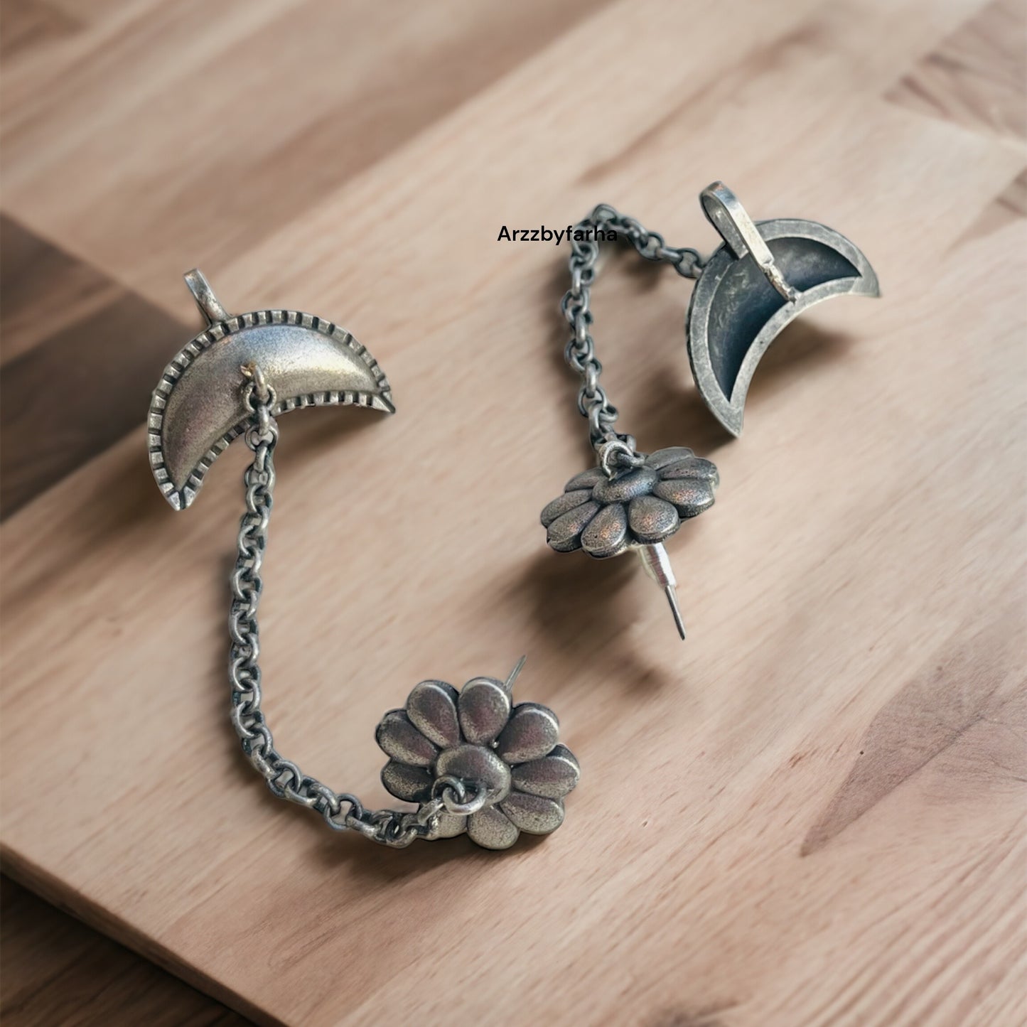 Oxidised Silver Chain Earcuffs