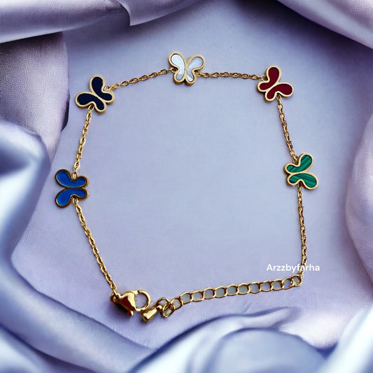 Multicolor Butterfly Charm Bracelet