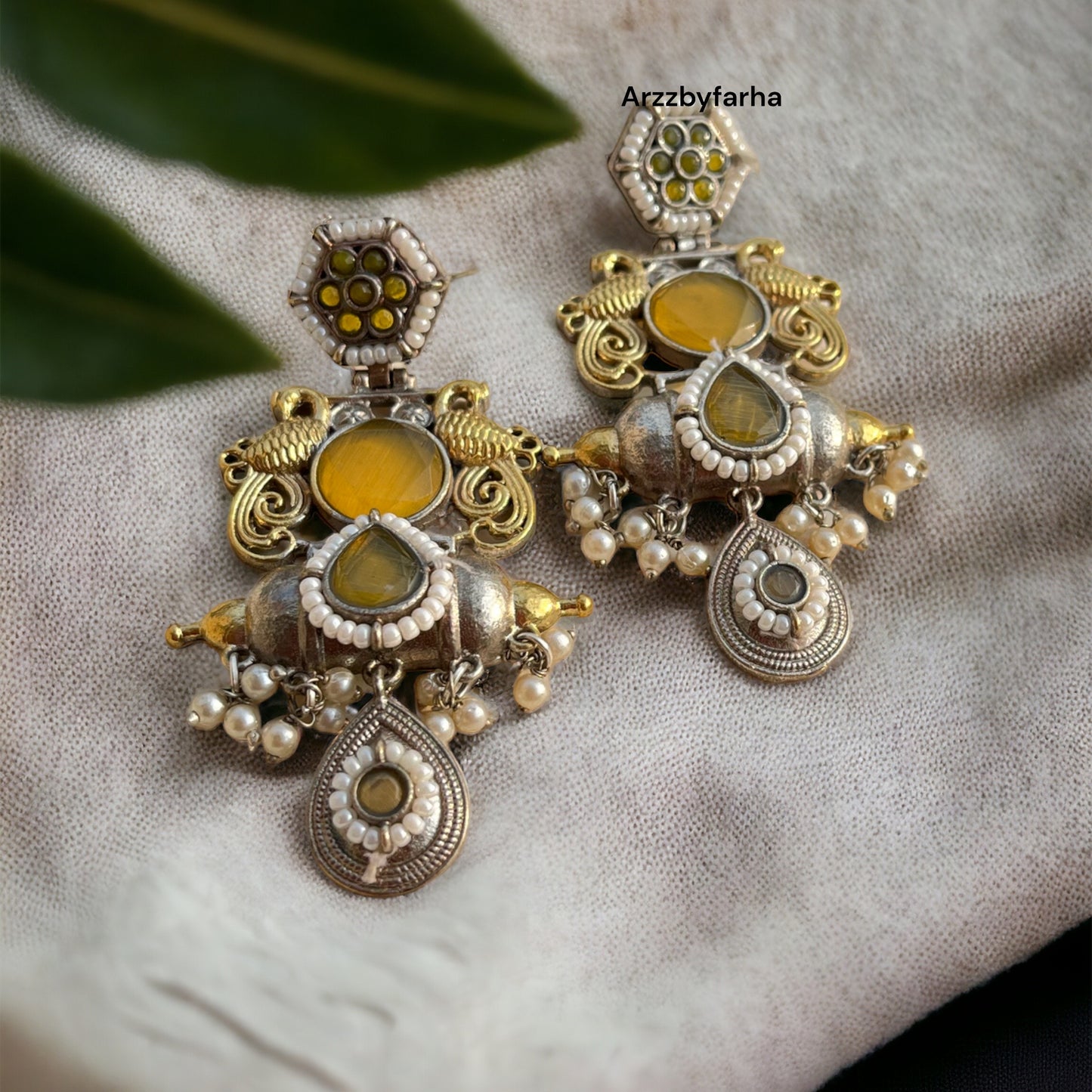 Dual Tone Fusion Yellow Earrings