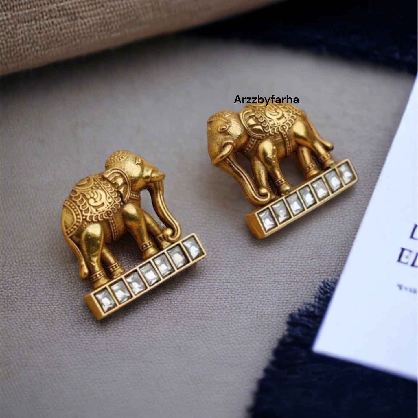 Dual Tone Elephant Studs Earring
