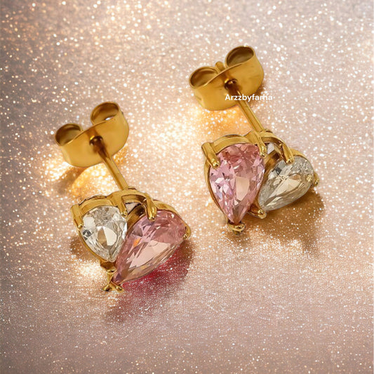 Luxe Pink Crystal Stone Earrings