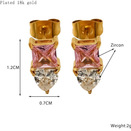 Luxe Pink Crystal Stone Earrings