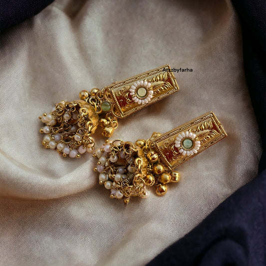Gold Polish Pinteresty Jhumka Earrings