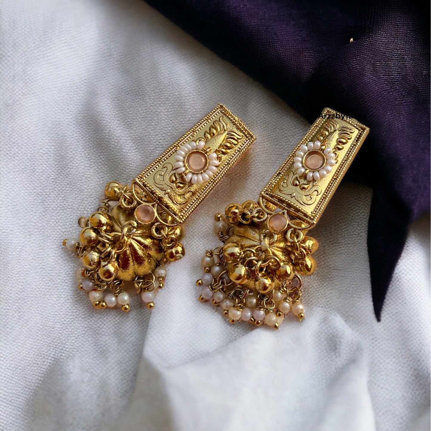 Gold Polish Pinteresty Jhumka Earrings