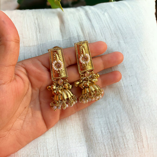 Gold Polish Pinteresty Jhumka Earrings