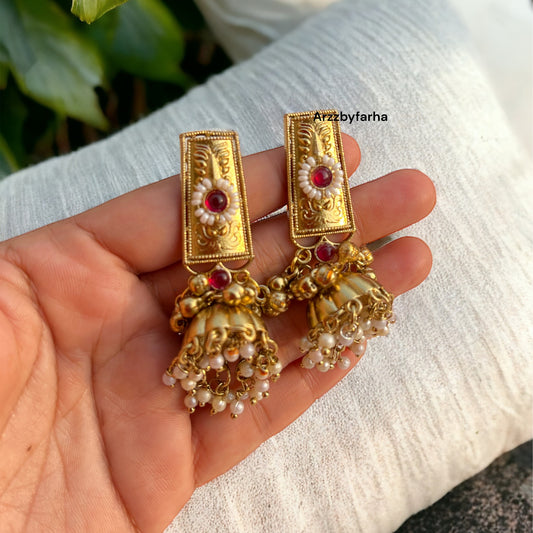Gold Polish Pinteresty Jhumka Earrings
