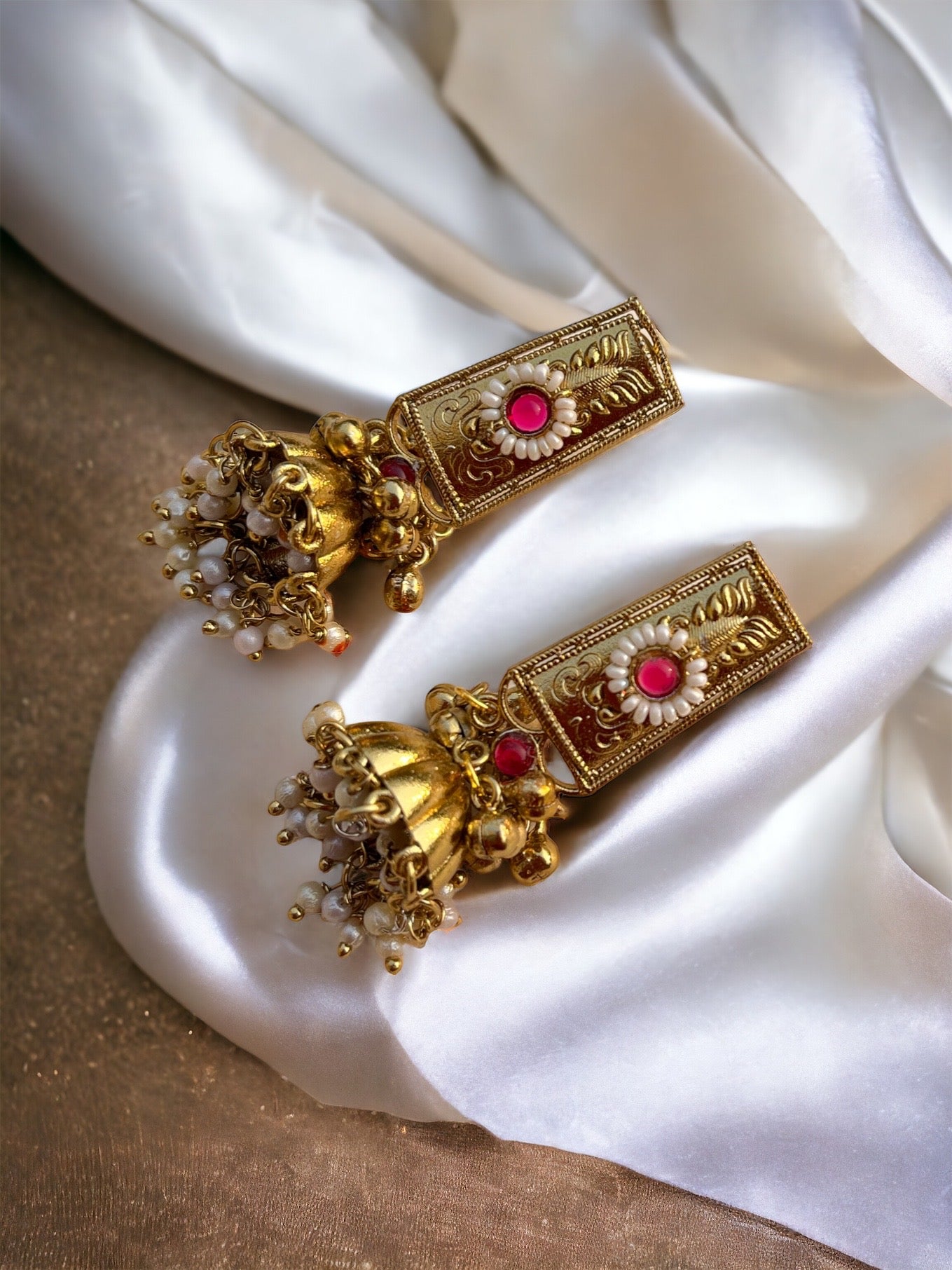 Gold Polish Pinteresty Jhumka Earrings