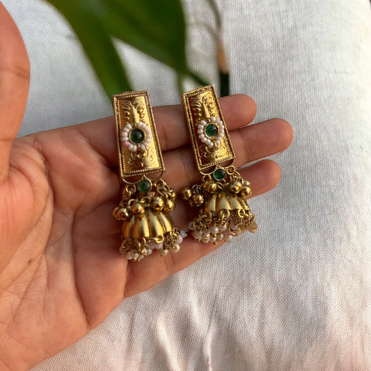 Gold Polish Pinteresty Jhumka Earrings