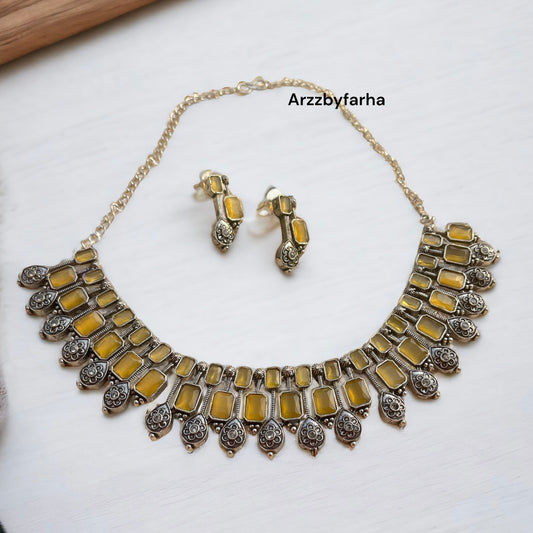 Yellow Choker Necklace Set