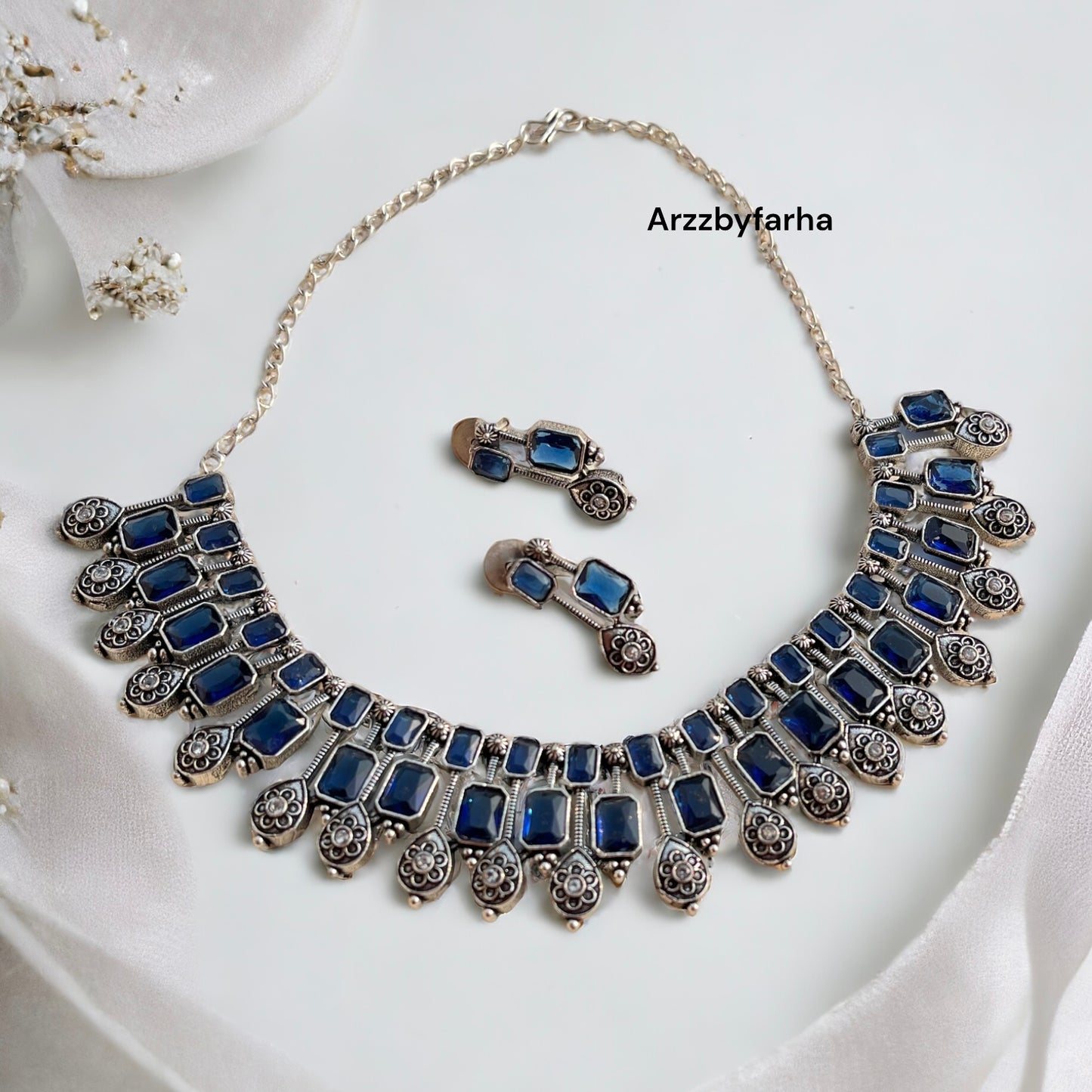 Royal Blue Choker Necklace Set