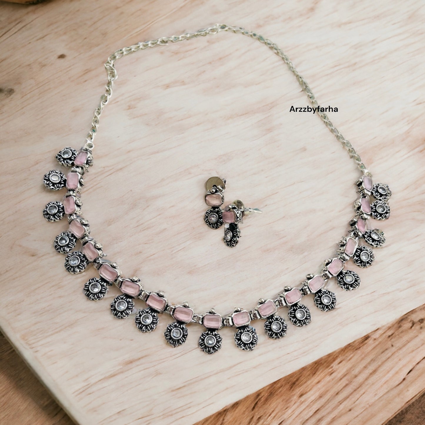 Pink Stone Necklace Set