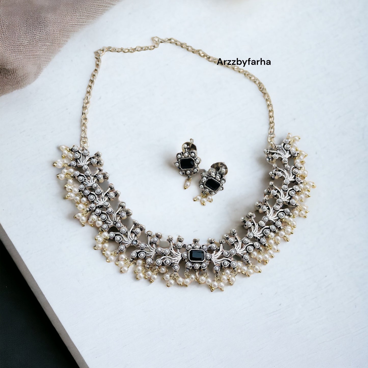 Black Stone Necklace Set