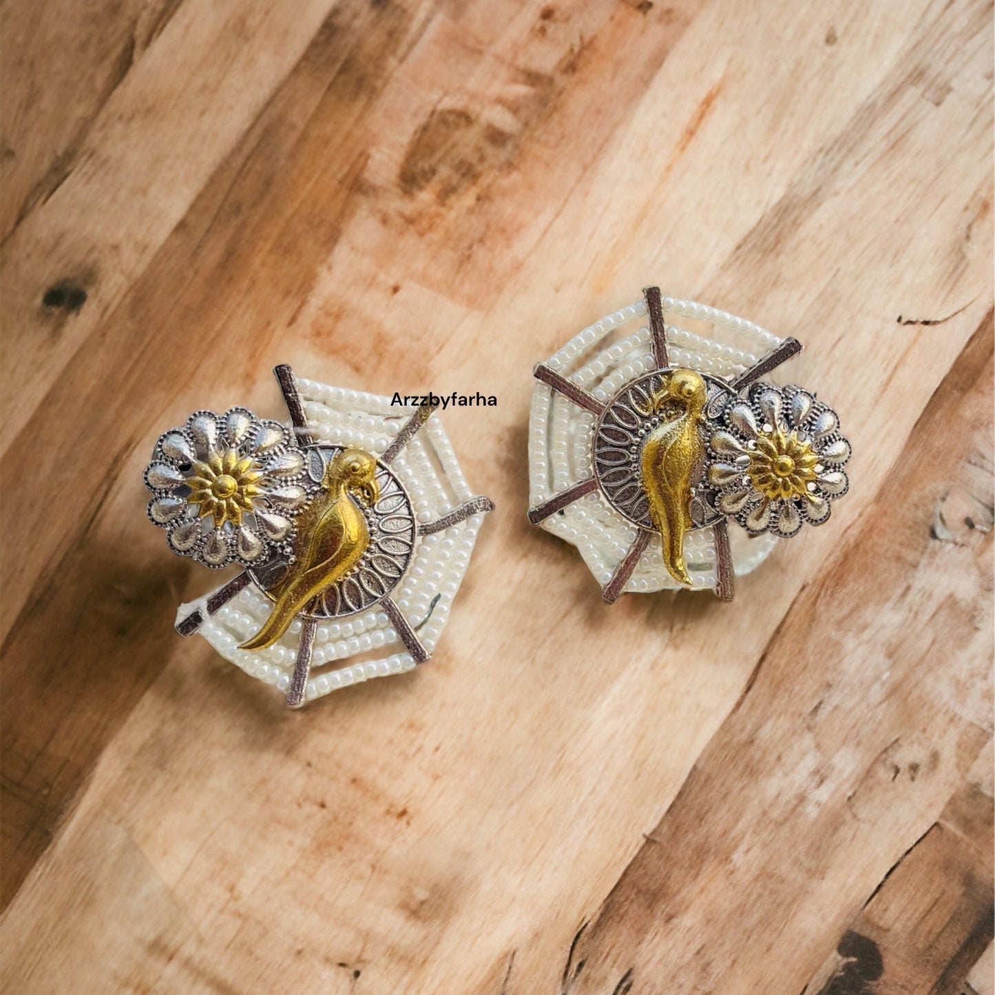 Bird Dual Tone Studs Earrings