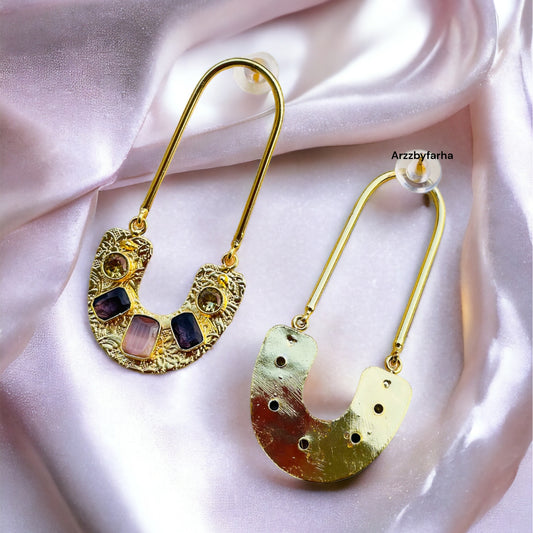 Gold Brass Drop Earrings