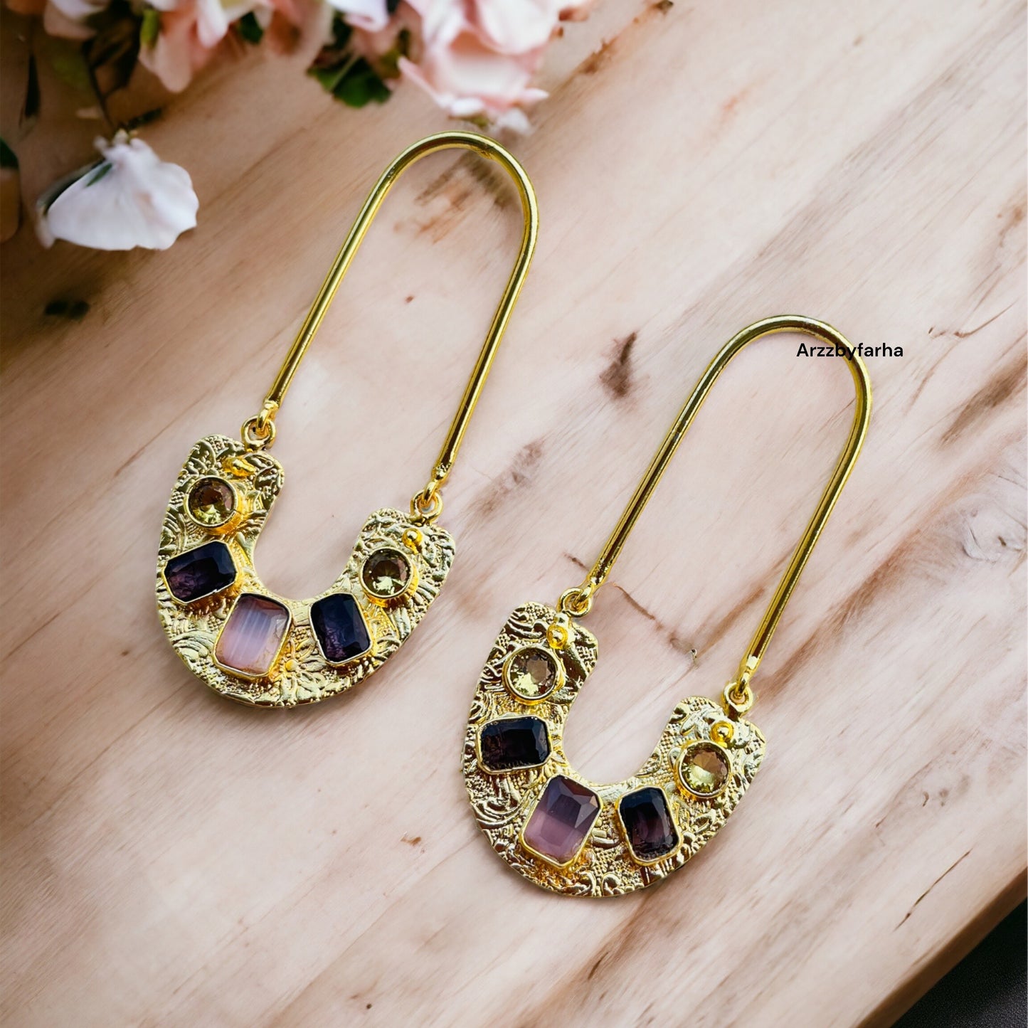 Gold Brass Drop Earrings