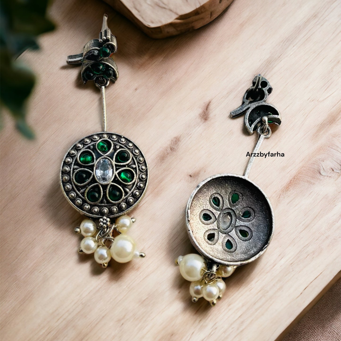 Silver Oxidised Drop Earrings