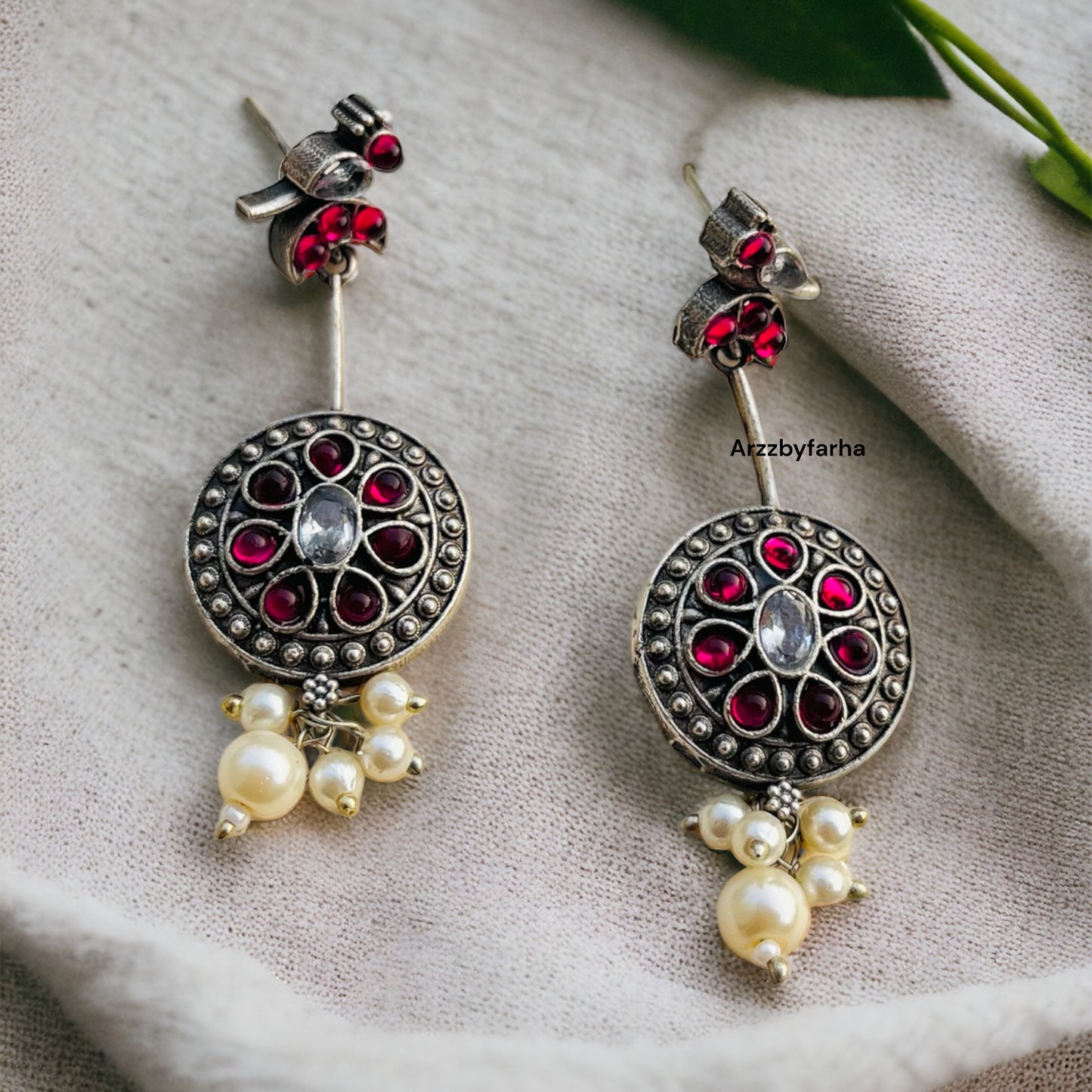 Silver Oxidised Drop Earrings