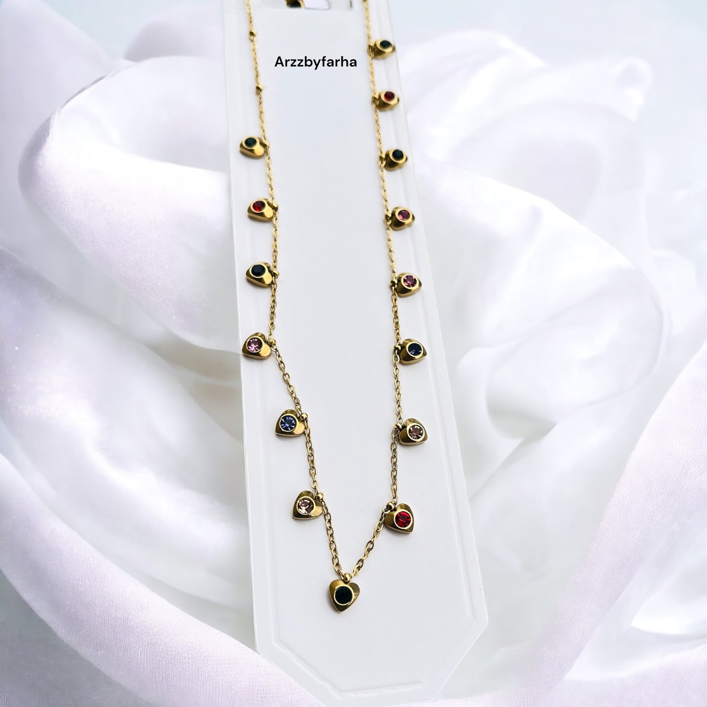 Multicolor Heart Charm Necklace