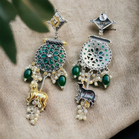 Dual Tone Nandi Earrings