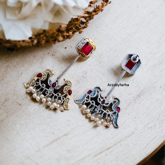 Dual Tone Bird Earrings