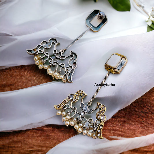 Dual Tone Bird Earrings