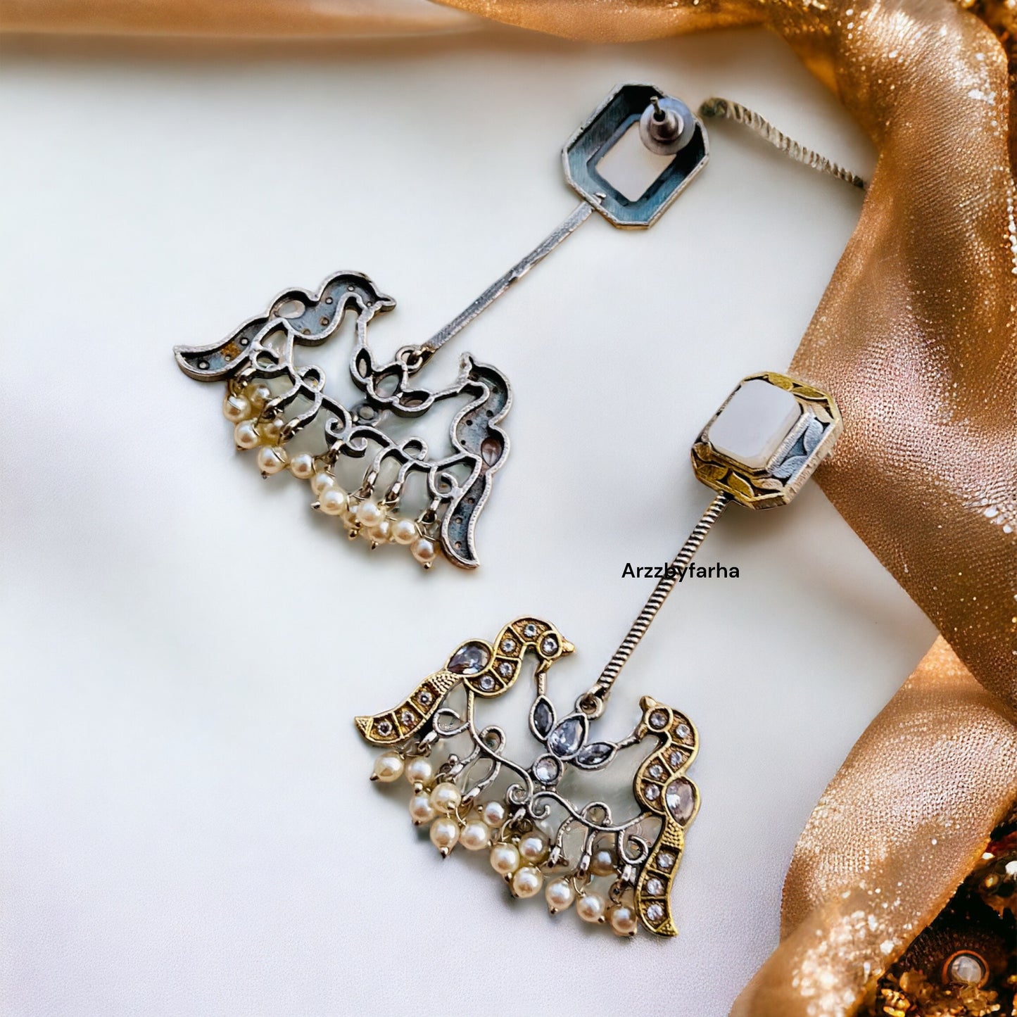 Dual Tone Bird Earrings