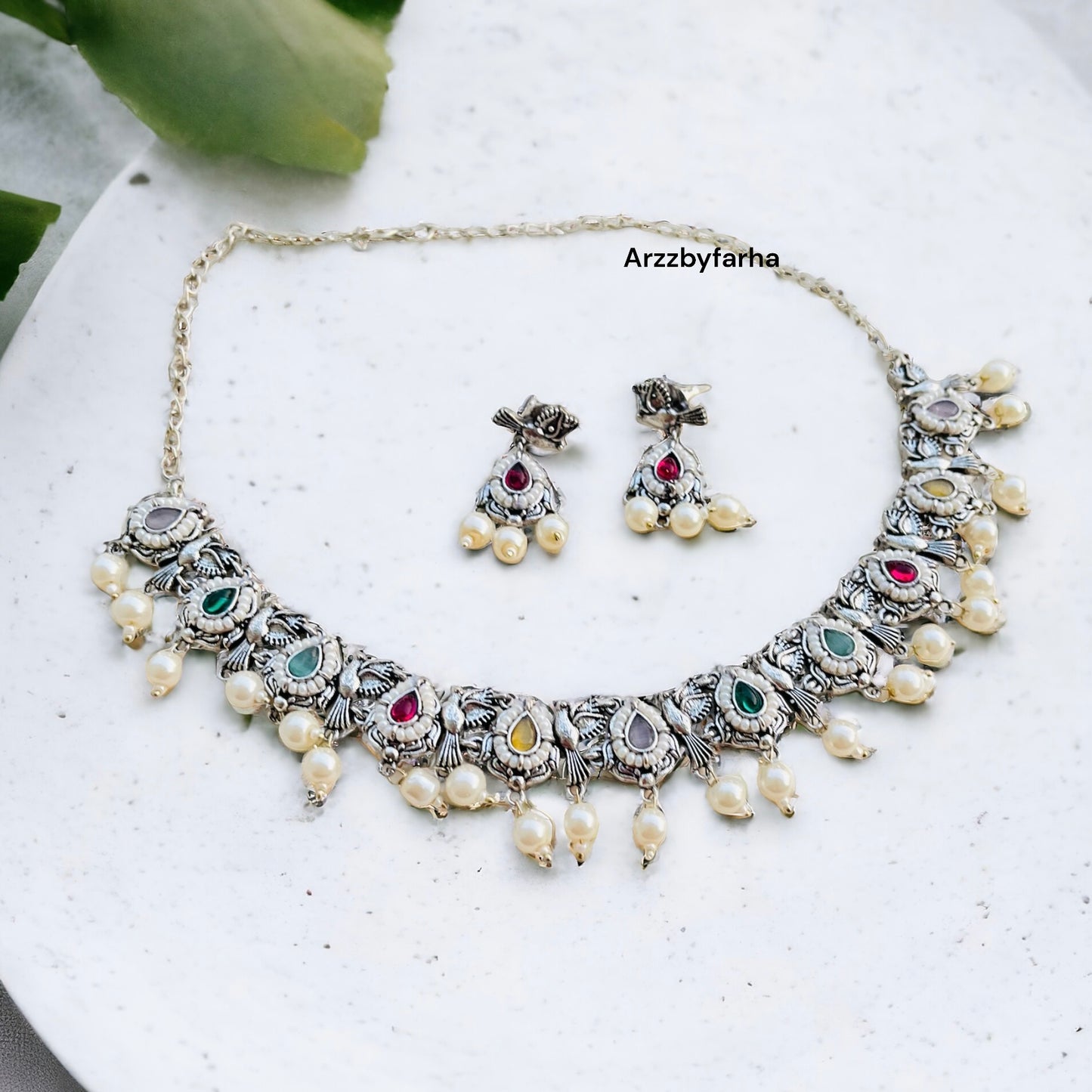 Multicolor Navratan Necklace Set
