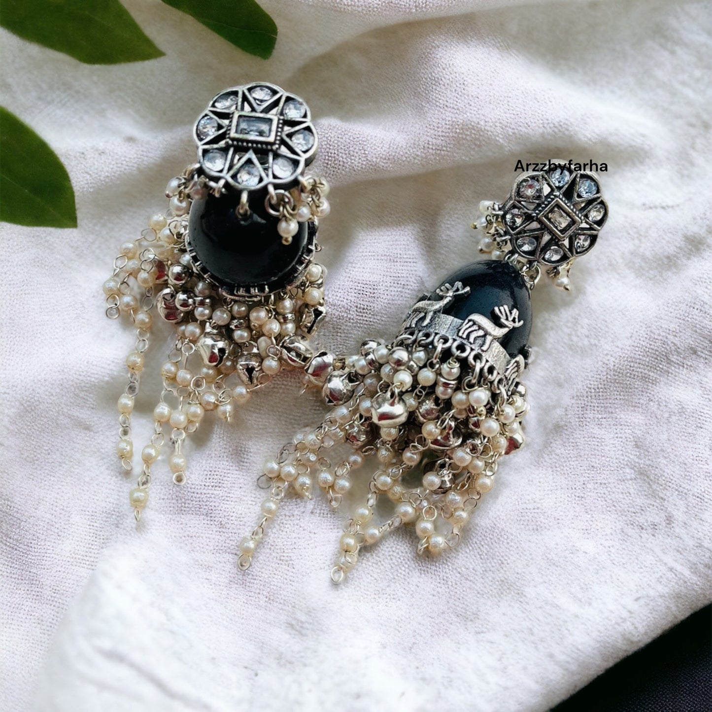 Black Fusion Jhumka Earrings