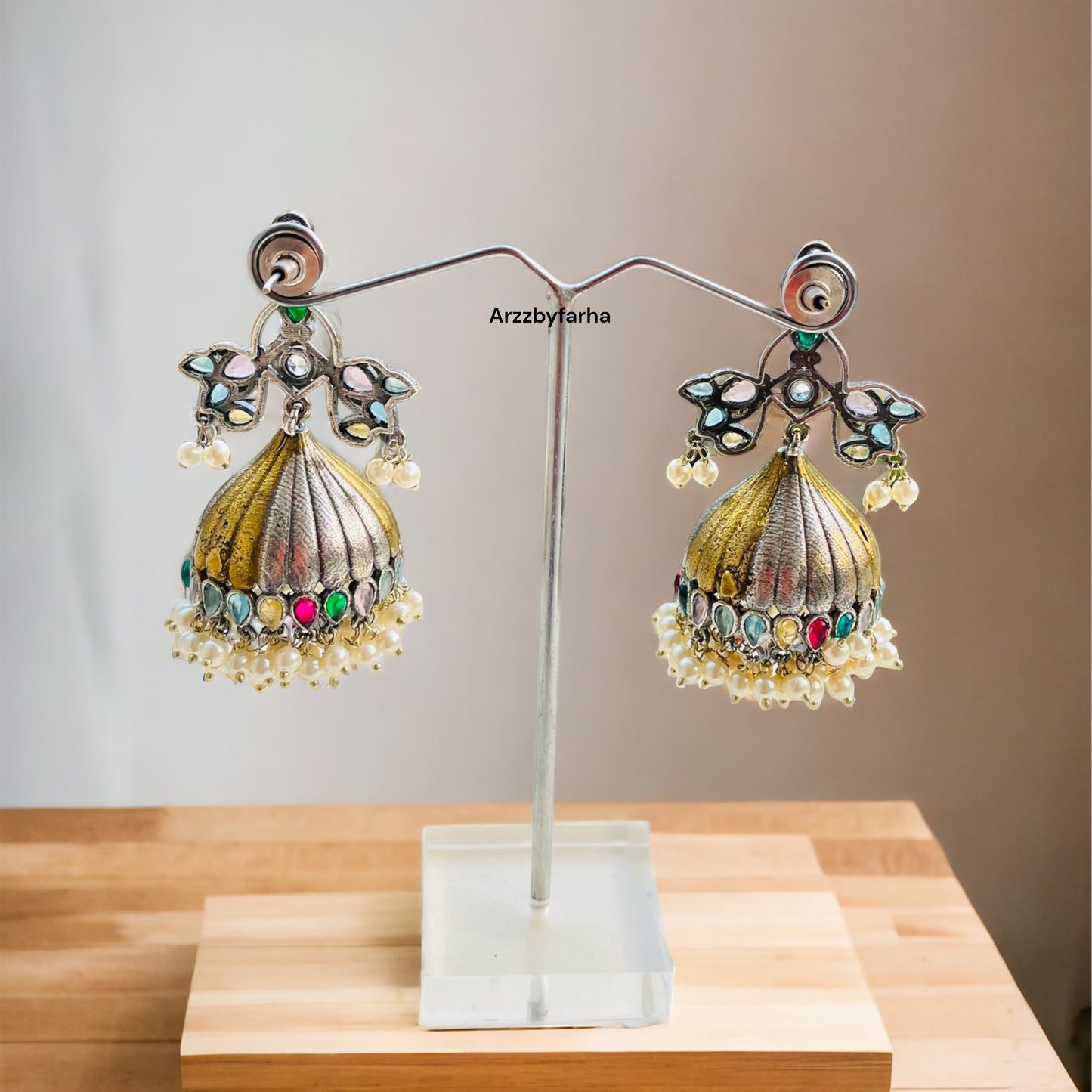 Dual Tone Multicolor Jhumka Earring