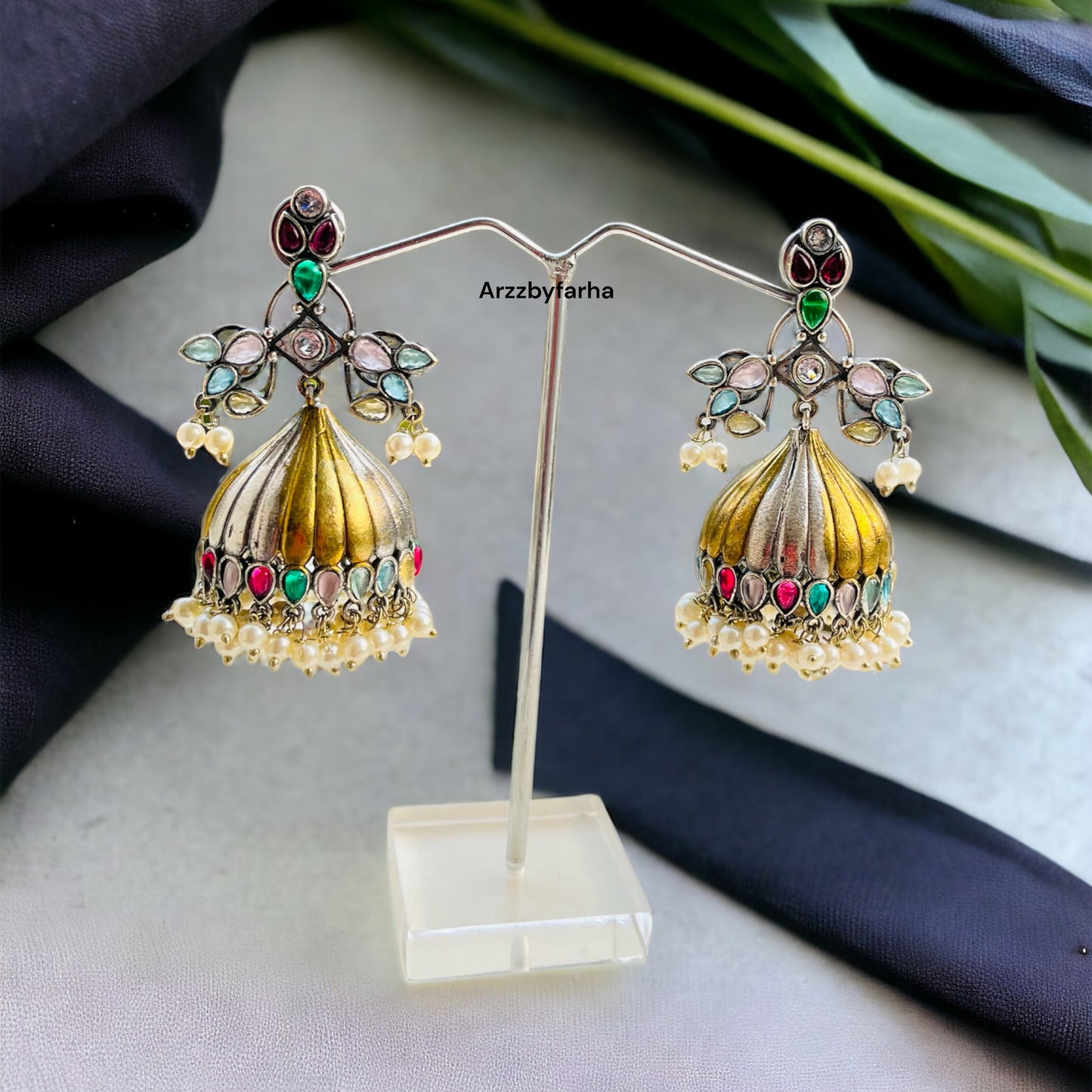 Dual Tone Multicolor Jhumka Earring