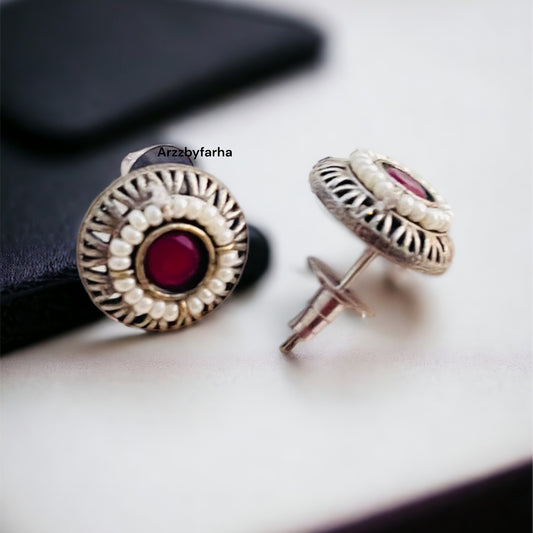 Red Stone Studs Earring