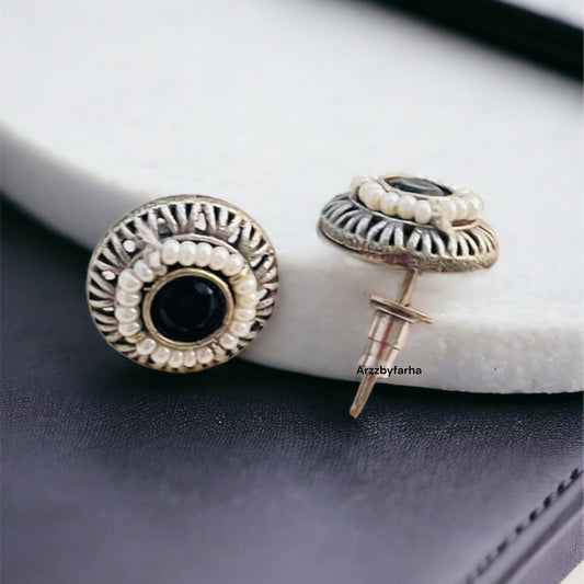Black Stone Studs Earring