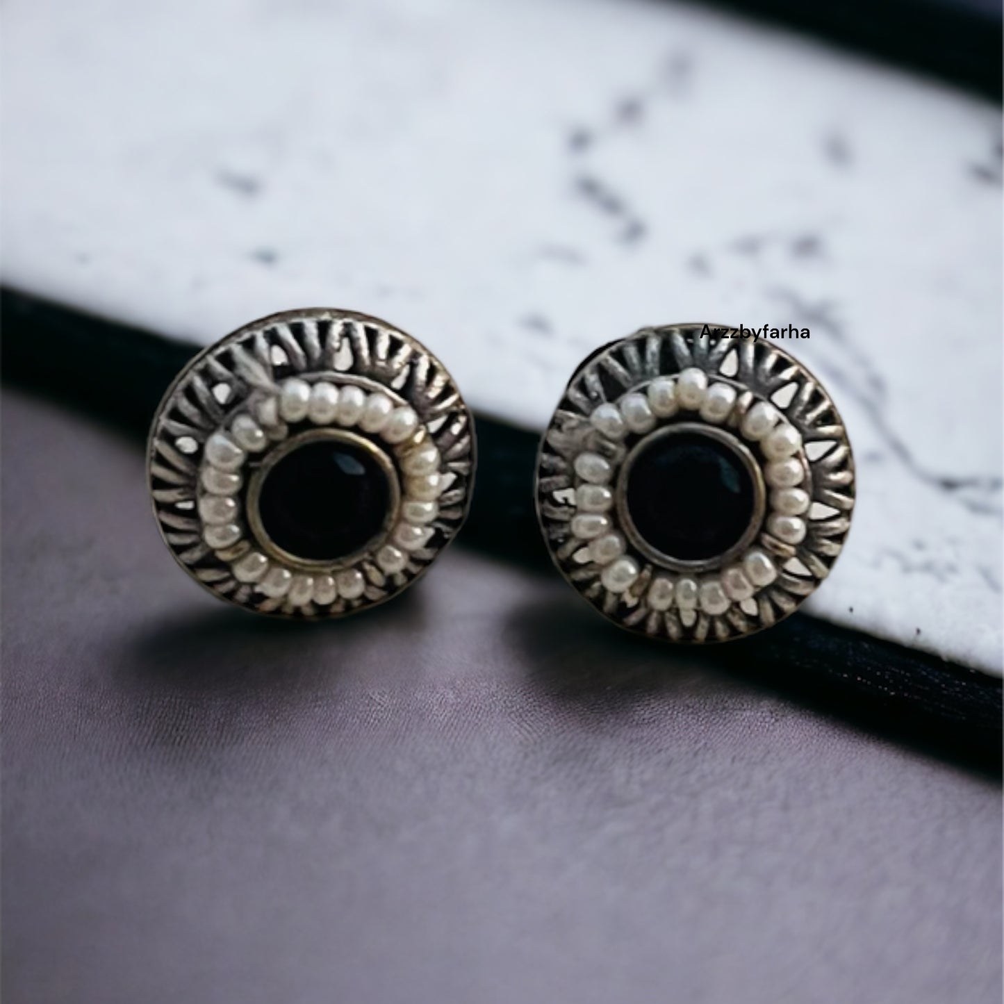 Black Stone Studs Earring