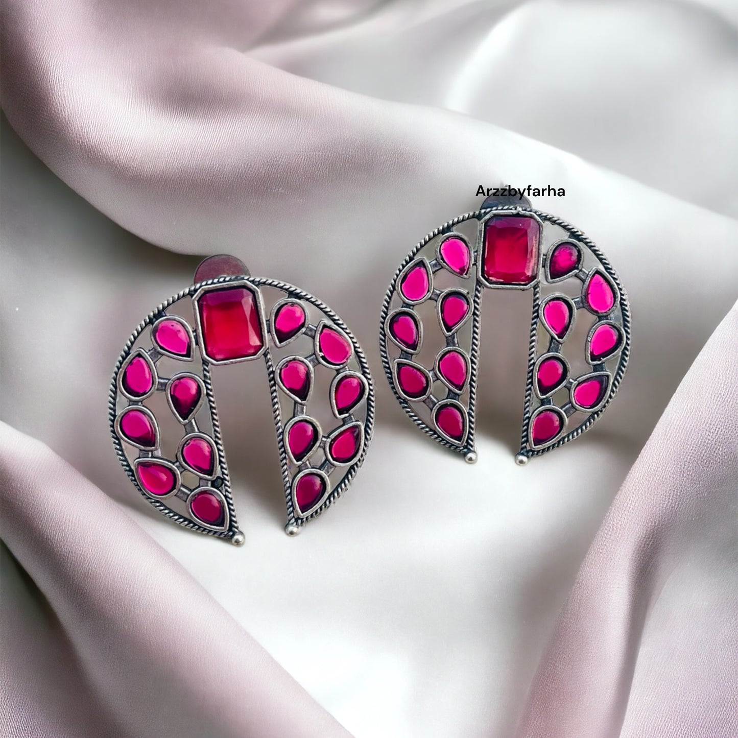 Ruby Pink Stone Studs Earring