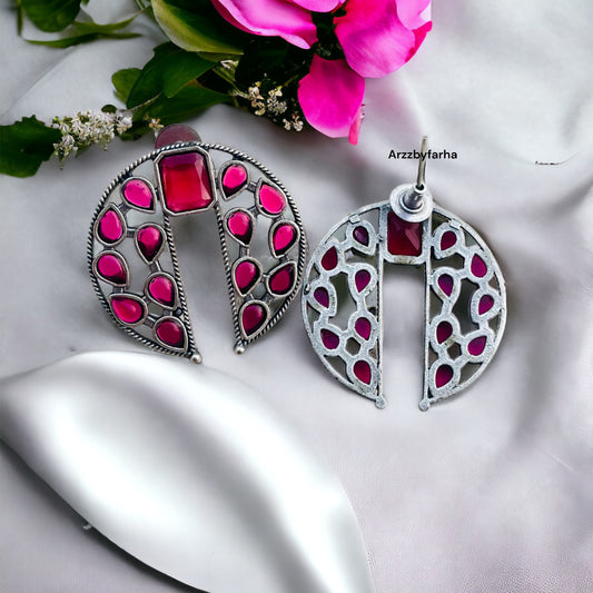 Ruby Pink Stone Studs Earring