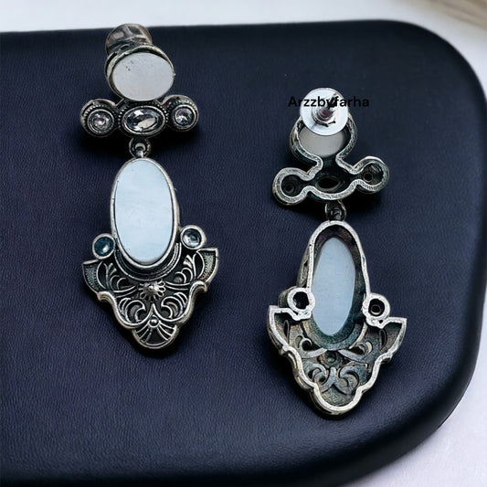 White Stone Drop Earring