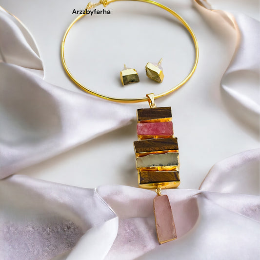 Pastel Multicolor MOP Hasli Necklace Set