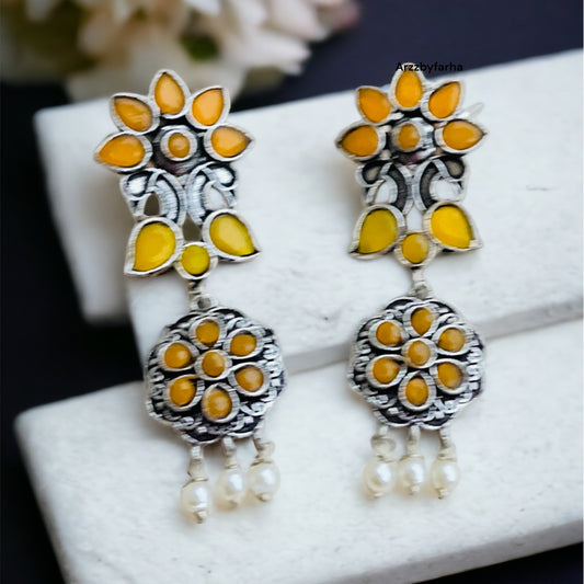 Yellow Flower Drop Earring
