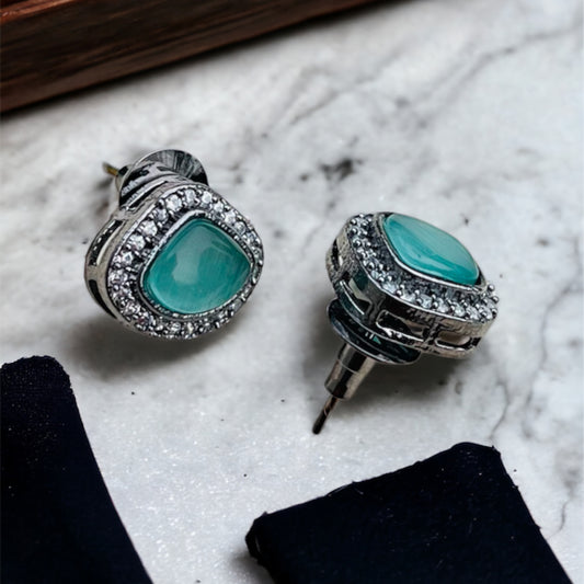 Antique Polish Sea Green Studs Earring