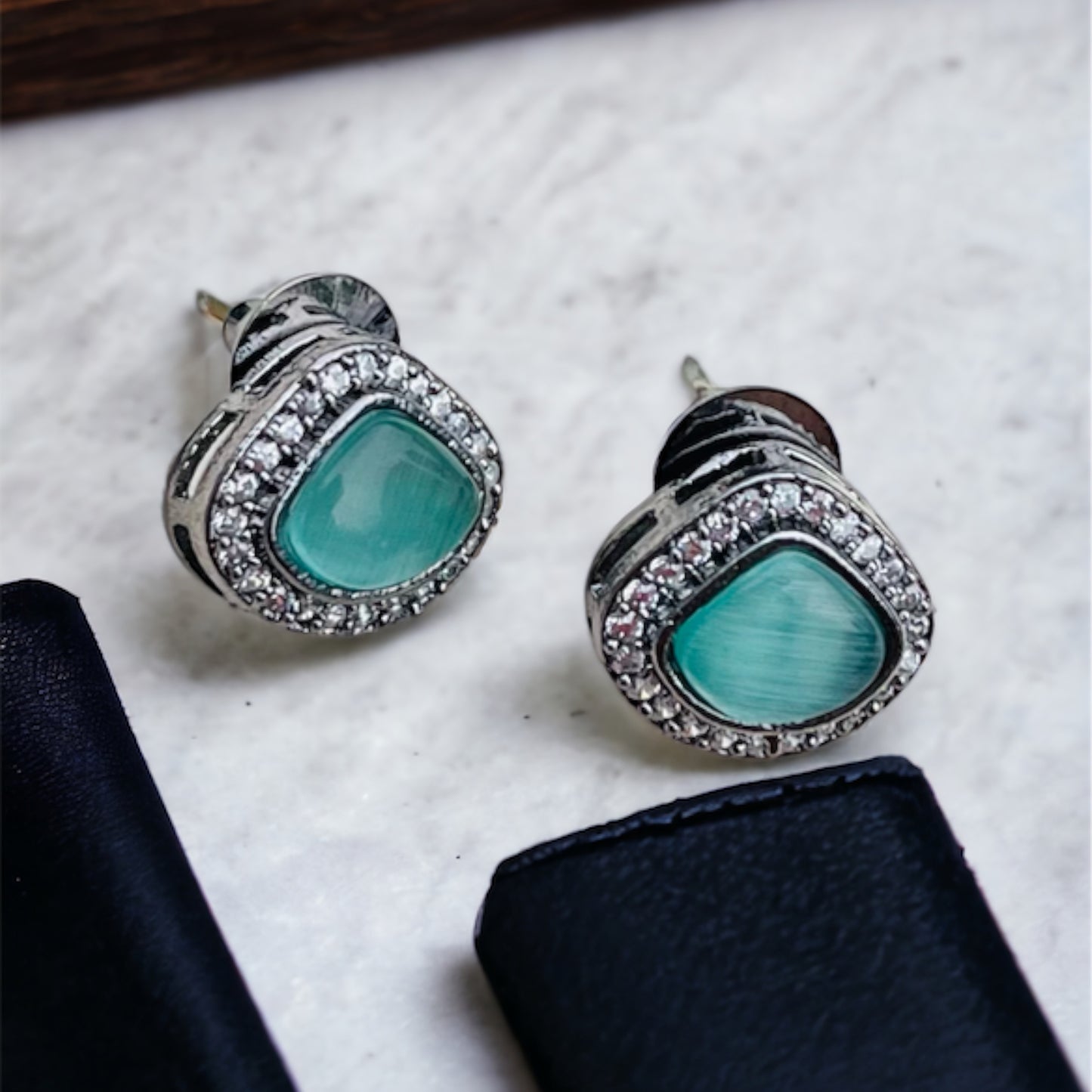 Antique Polish Sea Green Studs Earring
