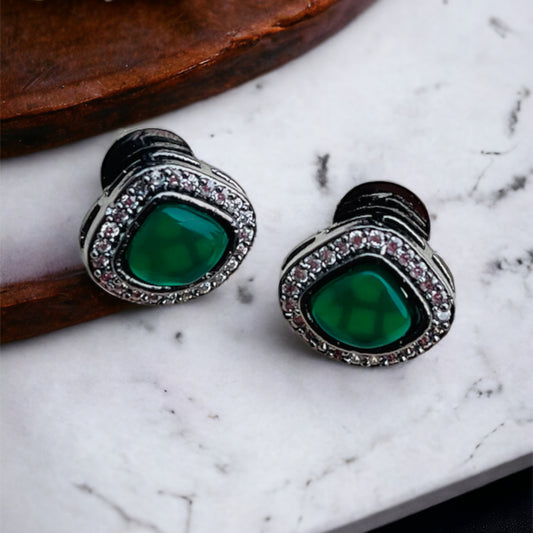 Antique Polish Green Studs Earring