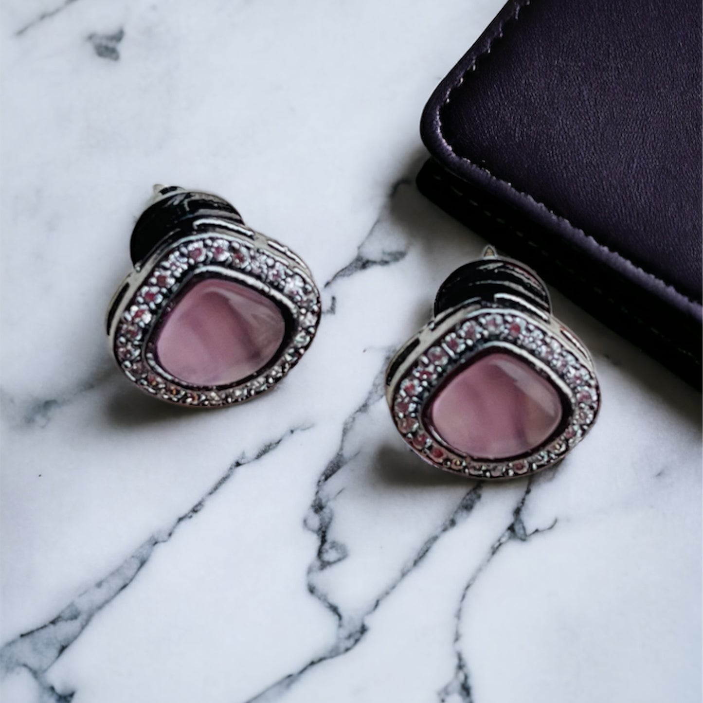 Antique Polish Pink Studs Earring