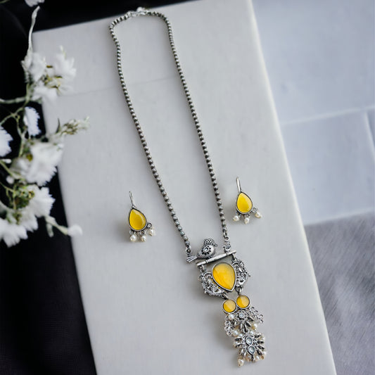 Yellow Silver Necklace Set