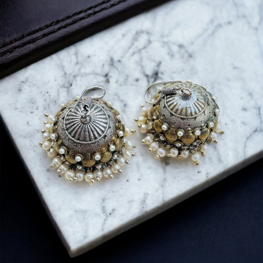 Dual Tone Classic Jhumki Earrings