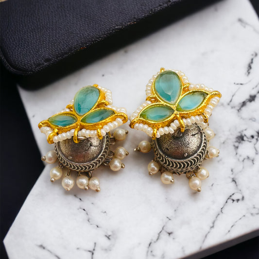 Sea Green Small Jhumki Earrings