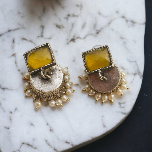 Yellow Stone Cute Jhumki Earring