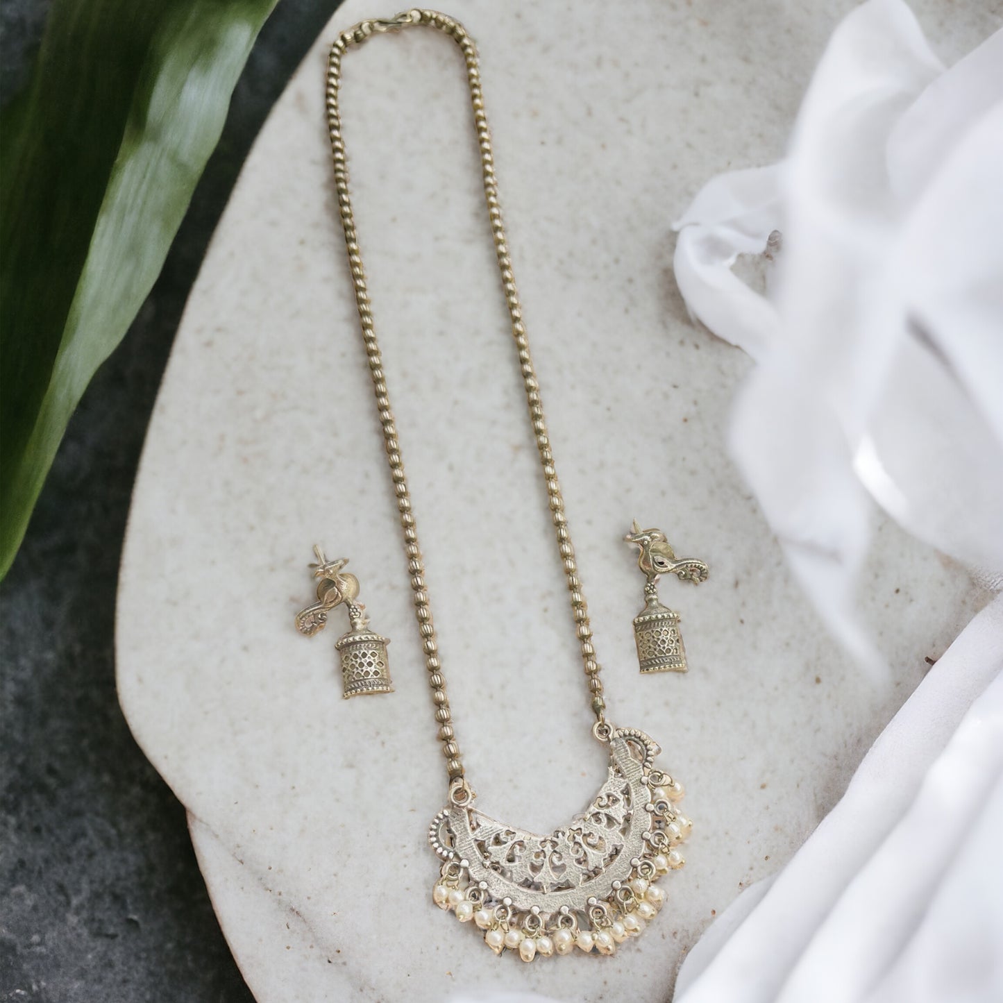 Moon Silver Necklace Set